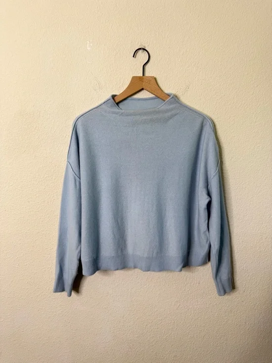 Anthropologie Pilcro Alani Mock Neck Cashmere Sweater Blue Womens Size XS - Picture 2 of 6